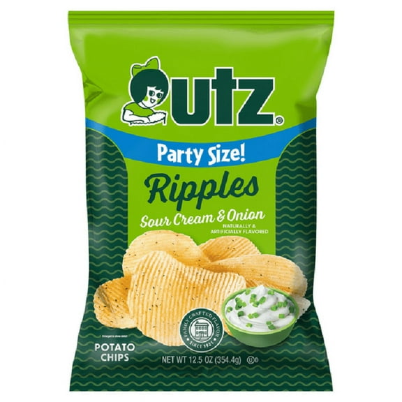 Utz Ripples Sour Cream & Onion Potato Chips, 4-Pack 12.5 oz. Party Size Bags