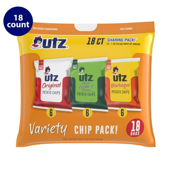 Utz Snack Pack, Variety Pack, Potato Chips, 1 oz, 18 Count