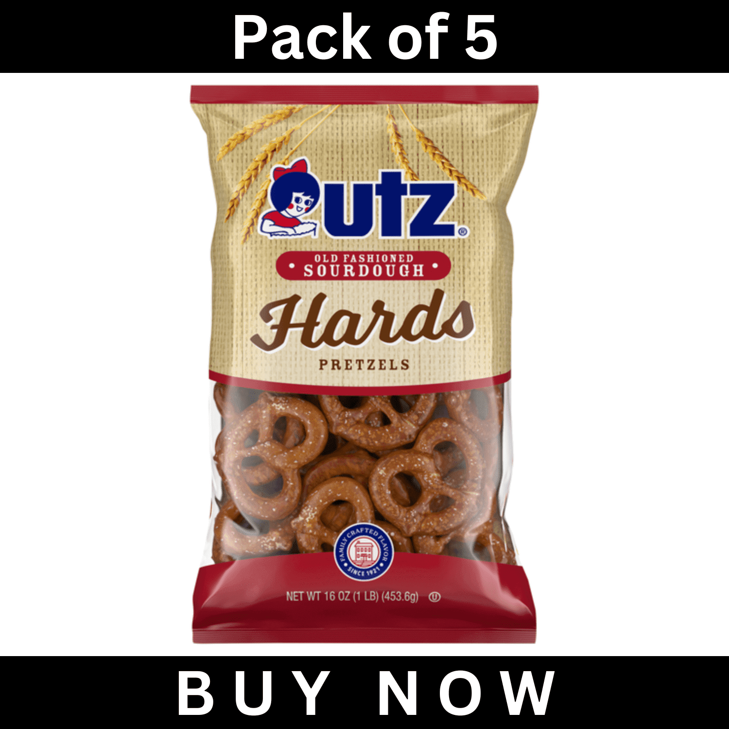 Hards Utz Sourdough Pretzels, Old Fashioned Hards, 16 oz (Pack of 5 ...