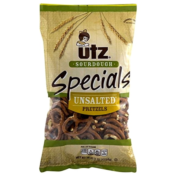 Utz Sourdough Specials Unsalted Pretzels 16 oz. Bag (3 Bags)