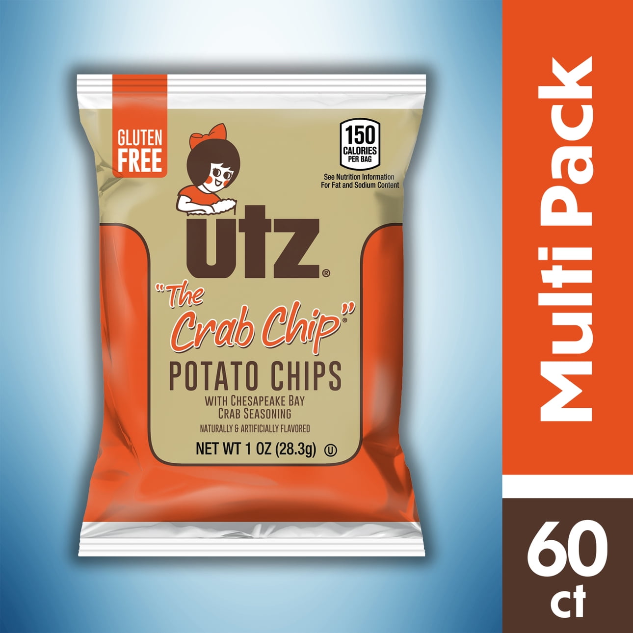 Utz The Crab Chip Chesapeake Seasoned, Multipack, GlutenFree, Potato