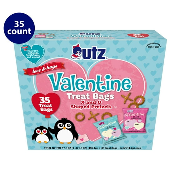 Utz Valentine's Day X and O Pretzel Treats, 0.5 oz, 35 Count Box
