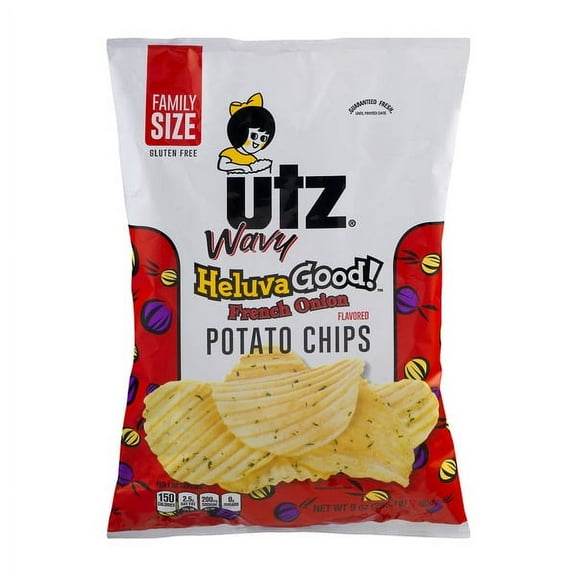 Utz Wavy Heluva Good! French Onion Potato Chips, 4-Pack Family Size Bags