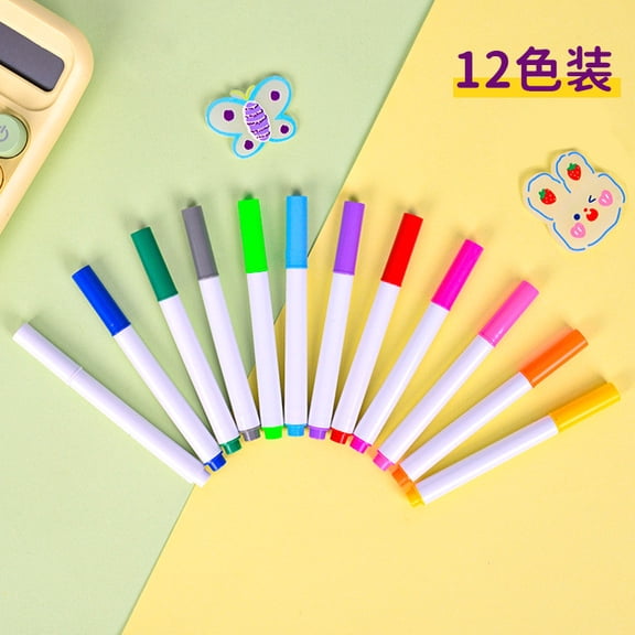Uuiauoio 12 Color Water Soluble Chalk Brush Set 70ml Each Washable Reusable for Drawing Writing Non Toxic Art Craft Supplies