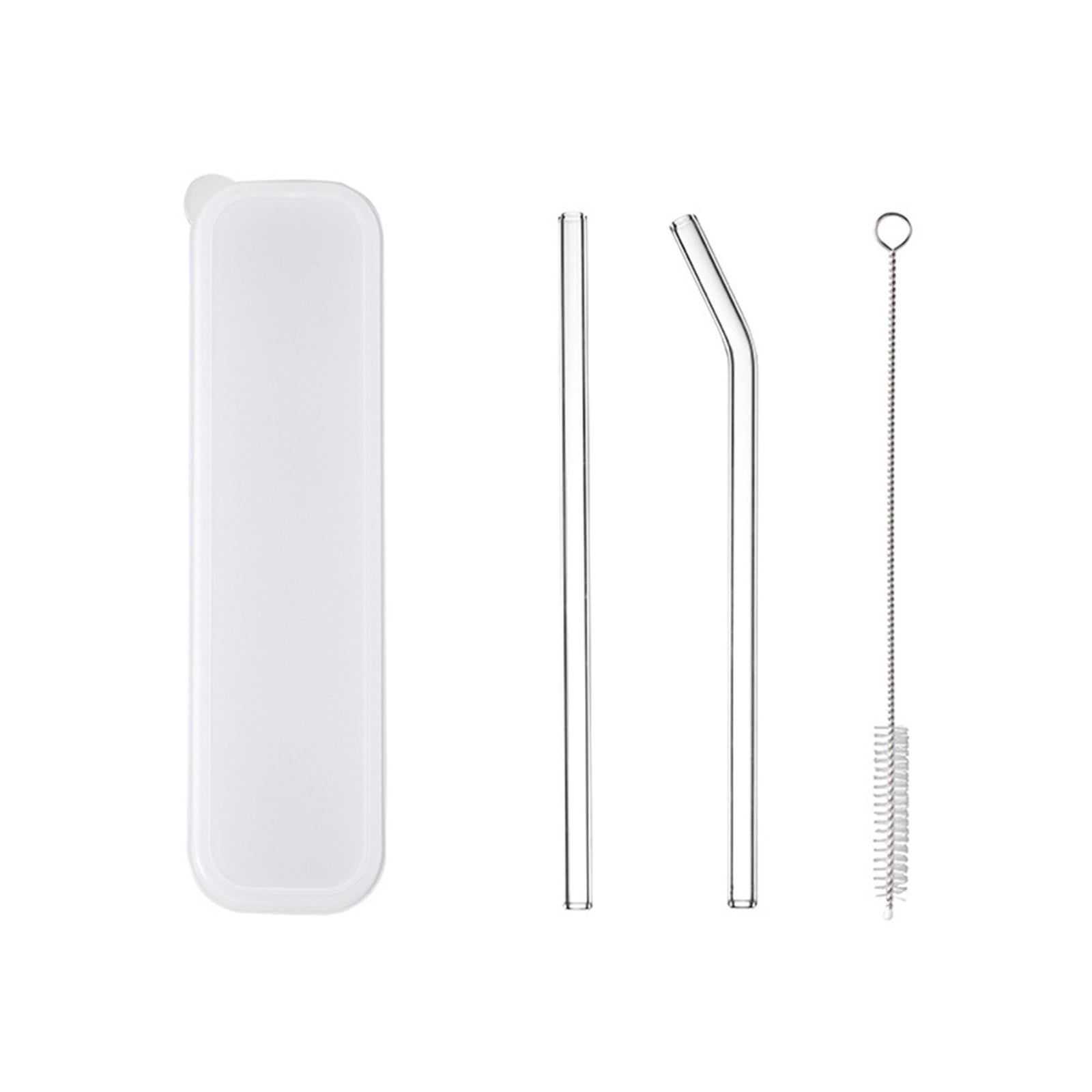 Uuiauoio 2 Pack Glass Straws Clear Bent Reusable Straws Set With 1 pc ...