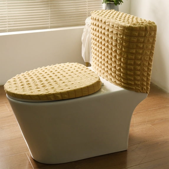 Uuiauoio 2PCS Toilet Lid and Tank Cover Set Plaid Pattern Soft Elastic Fabric Toilet Lid and Tank Warm Covers Machine Washable Universal Bathroom Accessories Bath Room Home Decor