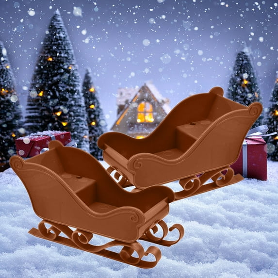Uuiauoio 2pcs Christmas Sleigh Miniature Plastic Sleighs Model Mini Sled Ornament DIY Crafts Tabletop Santa Sleigh Christmas Tree Hanging Decoration