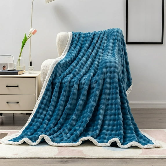 Uuiauoio 39.37x27.55in Fleece Throw Blanket For Couch Soft Warm Fluffys Cream Solid ColorBlanket Decorative And Giftable Striped Blankets For