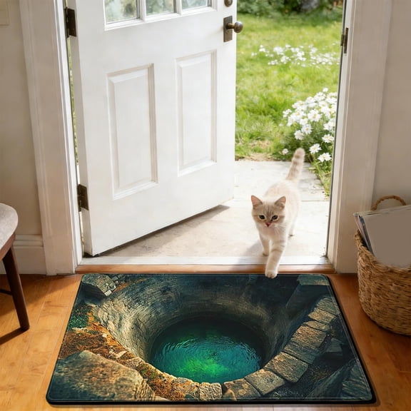 Uuiauoio 3D Optical Illusion Rug, Non-Slip Floor Mat for Indoor & Outdoor Use,Visual Illusion Doormat for Bedroom, Living Room, Porch, Terrace and Entrance Decor