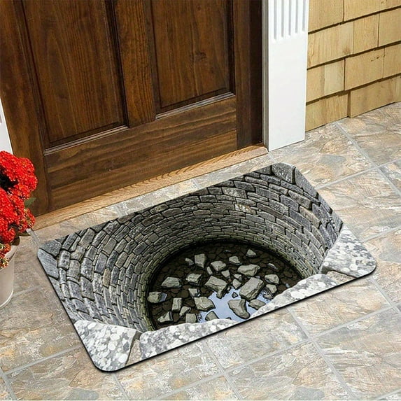 Uuiauoio 3D Optical Illusion Rug - Vortex & Bottomless Hole Design Non-Slip Doormat | Indoor/Outdoor Use for Entrance, Living Room, Playroom & Office