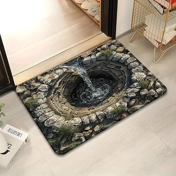 Uuiauoio 3D Optical Illusion Rug - Vortex & Bottomless Hole Design Non-Slip Doormat | Indoor/Outdoor Use for Entrance, Living Room, Playroom & Office