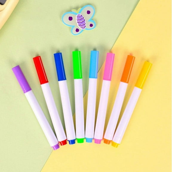 Uuiauoio 8-Color Water Soluble Chalk Brush Set , Reusable Washable Water-Based Markers for Windows Signs and Temporary Decor, Non-Toxic Formula for Classroom Activities