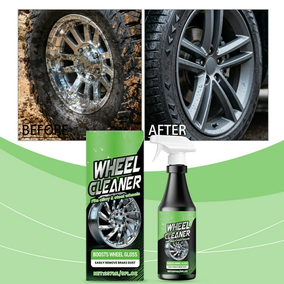 Uuiauoio Alloy Wheel Cleaner Spray for Cars & Trucks - Brake Dust Remover, Tire Shine Restorer, Non-Acid Hub Cleaner with Rust Protection, Safe for Steel Rims & Off-Road Vehicles Cleaning Solution