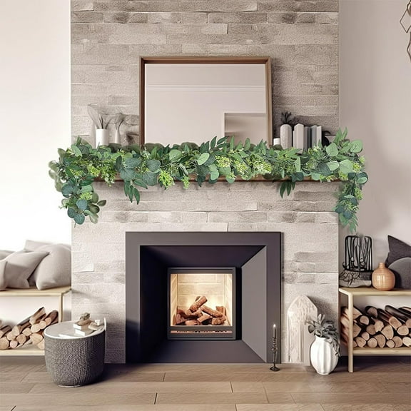 Uuiauoio Artificial Eucalyptus Garland Faux Eucalyptus Greenery Vines Fake Vines for Room Decor Faux Greenery Leaves for Wedding Arch Home Party Mantle Decor