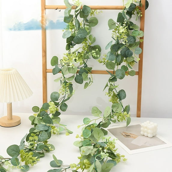 Uuiauoio Artificial Greenery Garland,Garland Artificial Ivy Garland Fake Hanging Vines for Wedding Arch Farmhouse Mantle Table Runner Decor Centerpiece Home Party Decor