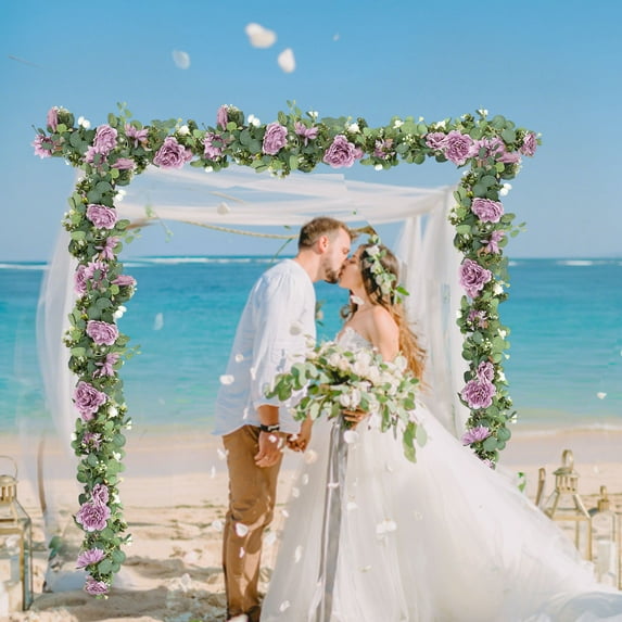 Uuiauoio Artificial Rose Vines 5.9 FT for Wedding and Home Decor, Silk Fake Flower Garlands for Indoor Outdoor Arrangements, Realistic Floral Backdrop for Party and Event Decoration