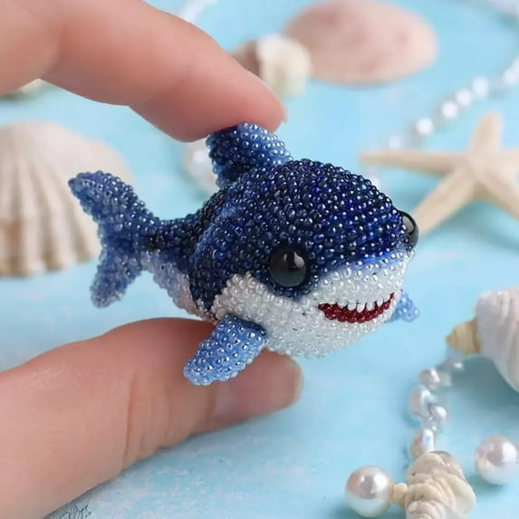 Uuiauoio Bead Embroidery Kit, Beginner-Friendly Sea Creature Beaded Embroidery Kits , DIY Animals Beadwork Craft Kit for Craft Lover ,Beaded Ornament Art Supplies & Gift, Handmade Gifts