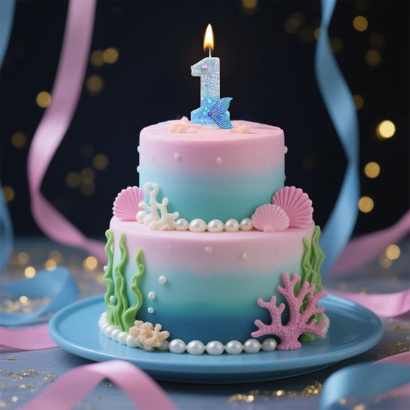 Uuiauoio Birthday Candle Blue Pearl Mermaid Tail Birthday Number Candles,Birthday Candles Design Cake Birthday Party Wedding Anniversary Celebration Supplies