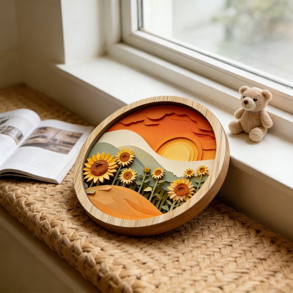 Uuiauoio Boho Wall Art, Modern Boho Wall Decor, Geometric Artwork Wooden Frames Round Ornament, for Farmhouse Bedroom Patio Balcony Bookshelf Entryway Farmhouse Windowsill Gallery Hallway