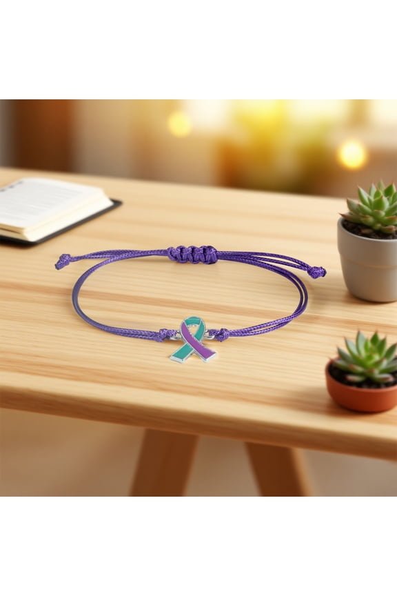 Breast Cancer Awareness Ribbon Bracelet Adjustable Handmade Support Gift for Women Men Pink Ribbon Symbol Charity Fundraiser