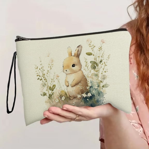 Uuiauoio Bunny Gifts, Cute Easter Rabbit Makeup Bag, Rabbits Bunnys Themed Gifts Cosmetic Bag Travel Pouch for Women Girls Daughter Bestie Friend Graduation Birthday Gift