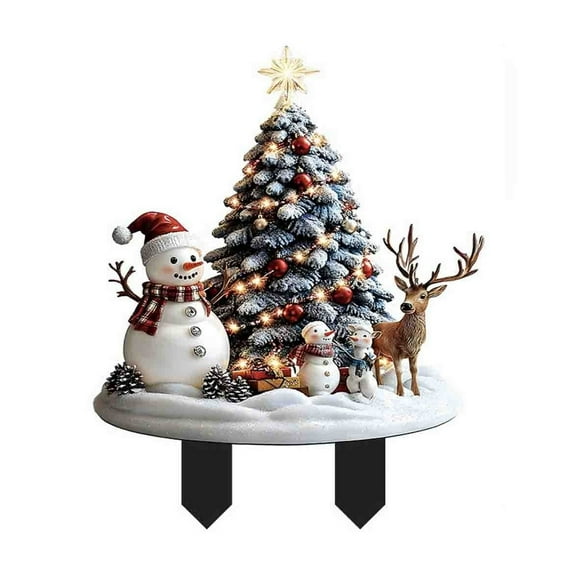 Uuiauoio Christmas Decorations Outdoor, Rustic Santa Claus Snowman Yard Stakes Xmas Decor, Winter Signs for Lawn Front Door Garden Home Farmhouse Porch Outside Decor