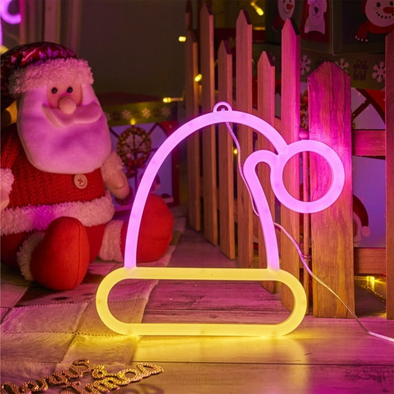 Uuiauoio Christmas LED Neon Light Sign USB Powered Holiday Decor, Festive Bedroom Mall Photo Backdrop Hanging Lamp for Christmas Party Home Decoration