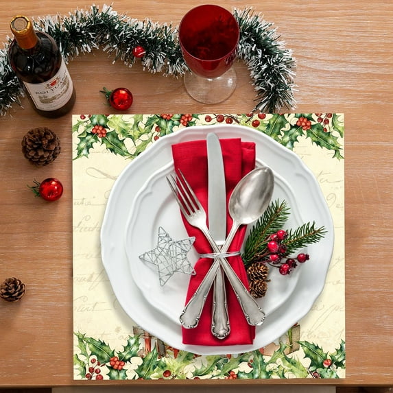 Uuiauoio Christmas Party Supplies, Holiday Dinner Plates, Cups, Napkins , Festive Disposable Tableware for Family Gathering, Celebration, Decoration, Xmas Decor( 20 pcs Napkins)