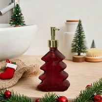 Uuiauoio Christmas Soap Dispenser Bathroom, Christmas Tree Hand Soap Dispenser, Glass Dish Soap Dispensers for Kitchen, Refillable Liquid Lotion Bottle with Gold Plastic Pump, Christams Decor