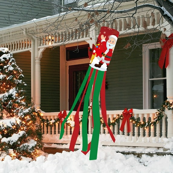 Uuiauoio Christmas Windsock Flag Festive Outdoor Decorations with Swivel Clip for Garden Porch Yard Party