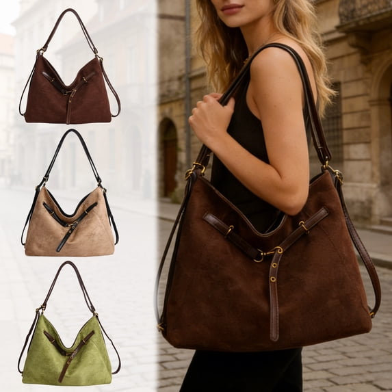 Uuiauoio Convertible Tote Bag to Backpack for Women, Large Capacity Suede Handbag Shoulder Bag, Casual Travel Purse with Pockets for Laptop Work Commute