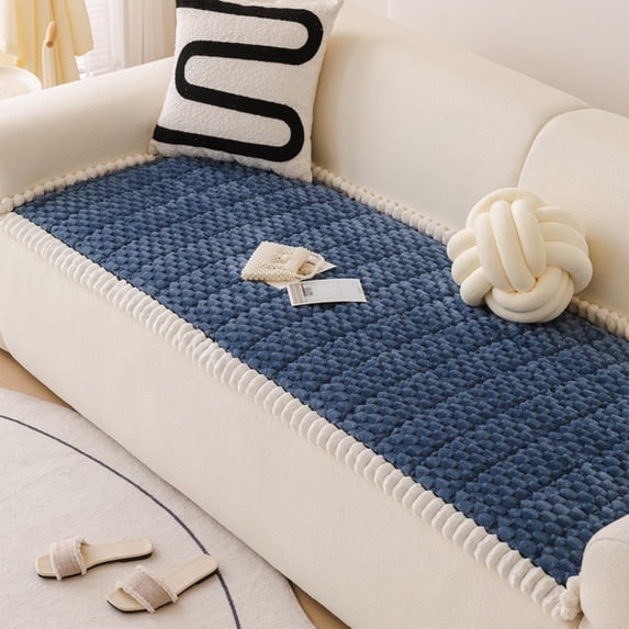 Uuiauoio Corduroy Sofa Cushion Cover Non-Slip Plush Slipcover Protector for Living Room Furniture, Modern Elastic Stretchable Sofa Mat, Washable Durable Pet-Friendly Home Decor for Couches
