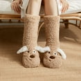 thumbnail image 1 of Uuiauoio Cozy Thick Non-Slip Slipper Socks for Women - Cute Puppy Plush Fuzzy Warm Thermal Boot Socks for Winter, Indoor Floor Comfort, Machine Washable, 1 of 5