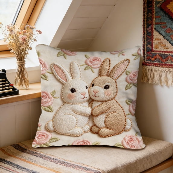 Cute Animals Decorative Throw Pillow Cover , Animals Family Animals Outdoor Pillow Cases Square Standard Cushion Cover for Sofa Couch Bed Car 17.72x17.72 inch