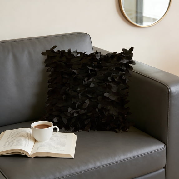 Uuiauoio Decorative Solid Color Throw Pillow Cover 3D Leaf Pillow Case Square Cushion Cover for Couch Sofa Living Room Bedroom Home (17 x 17 Inch)