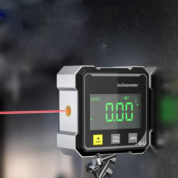 Uuiauoio Digital Inclinometer with Laser Guidance, 360-Degree High Precision Angle Gauge , Rotating LCD Display and Type-C Charging, Portable Level Tool for Construction and Projects