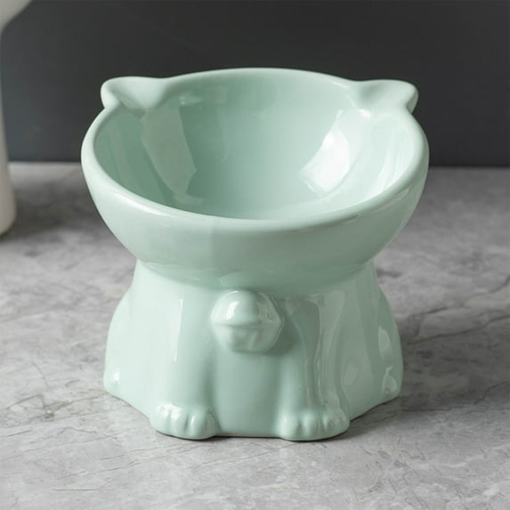 Uuiauoio Elevated Cat Food and Water Bowl Ceramic Raised Feeder Dish for Indoor Pets Anti Vomit Slow Feed Healthy Digestion Whisker Relief Non Slip Base