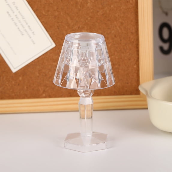 Uuiauoio Exquisite Crystal LED Table Lamp, 4.72 Inch Small Decorative Night Light for Home Bedroom Living Room and Office, Energy Saving Ambient Lighting with Transparent Plastic Shade