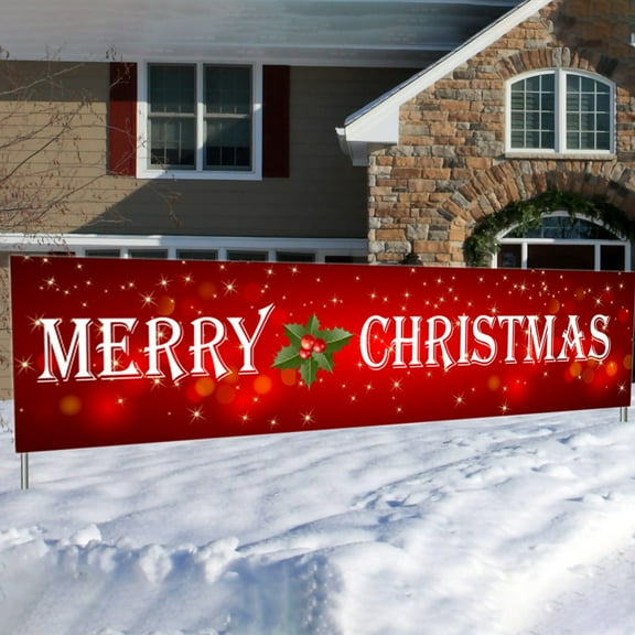 Uuiauoio Extra Large Christmas Holiday Garden Flag for Front Porch Decorations, Durable Polyester Outdoor Banner with Metal Rings for Easy Hanging, Reusable Festive Yard Sign