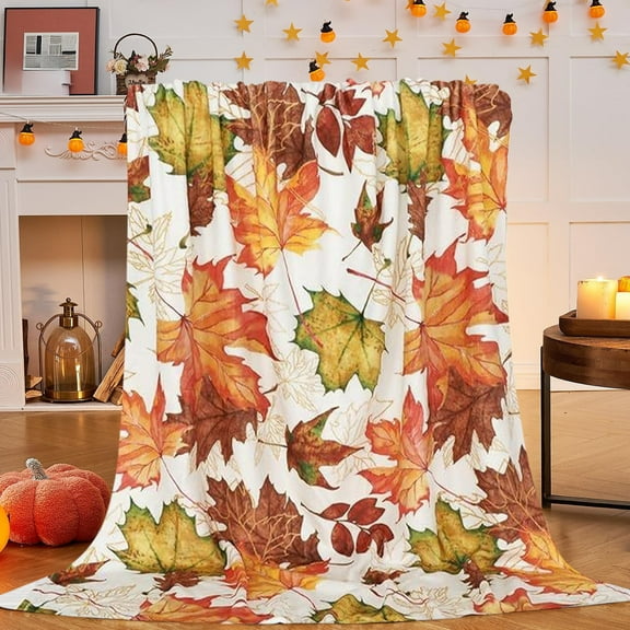 Uuiauoio Fall Throw Blanket Autumn Maple Leaves Blanket Rustic Leaf Bed Cover Ultra Soft Cozy Flannel Throw Blankets Warm Fuzzy Plush Harvest Thanksgiving Gifts for Sofa