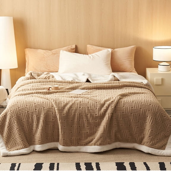 Uuiauoio Fleece Throw Blanket For Couch,Cozy Faux Fur Throw Blanket for Couch, Cozy Warm Plush Striped Blanket for Sofa Bedroom Living Room, Soft and Cozy Warm Plush Fluffy Blanket