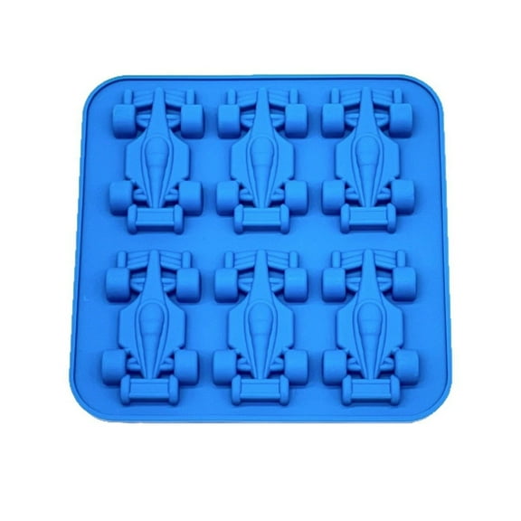 Uuiauoio Formula Racing Car Ice Mold, Racing Car Silicone Ice Tray, 6-Cavity 3D Cars Shaped Molds, Silicone Racing Cars Tray and Baking Tool for Whiskey Cocktails Juice