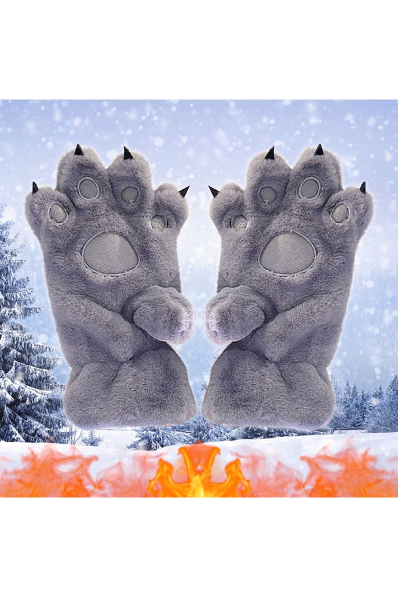 Furry Faux Fur Paws Gloves Animal Paw Fursuit Mittens Christmas Props,Cute Animals Paw Gloves,Palm Gloves Full Finger For Cold And Warmth Protection