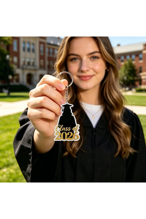 Graduation Keychain Acrylic Cap and Gown Key Ring, Class of 2026 Keepsake Accessory for Purse or Backpack, Commemorative Gift for Graduate