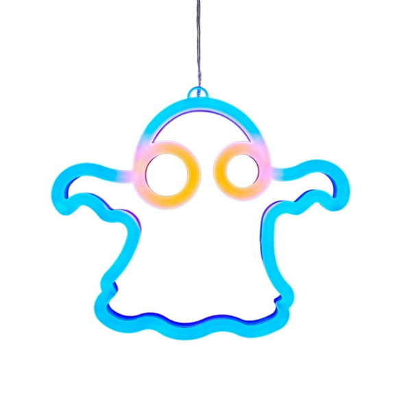 Uuiauoio Halloween Ghost Neon Sign, Ghost Neon Light Halloween Decoration for Wall Decor, USB Powered Ghost Neon Lights for Party Decor Kids Game Room Bar Party Decorations Kids Gifts