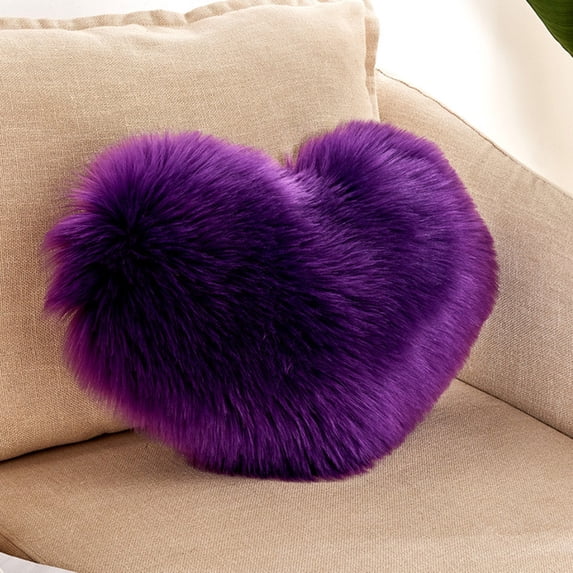 Heart Throw Pillow Plush Heart Shaped Decorative Pillow Faux Rabbit Fluffy Cushion Favor Anniversary Favor for Living Fit Bed Dining Sofa Car(15.7 x 19.6inch)