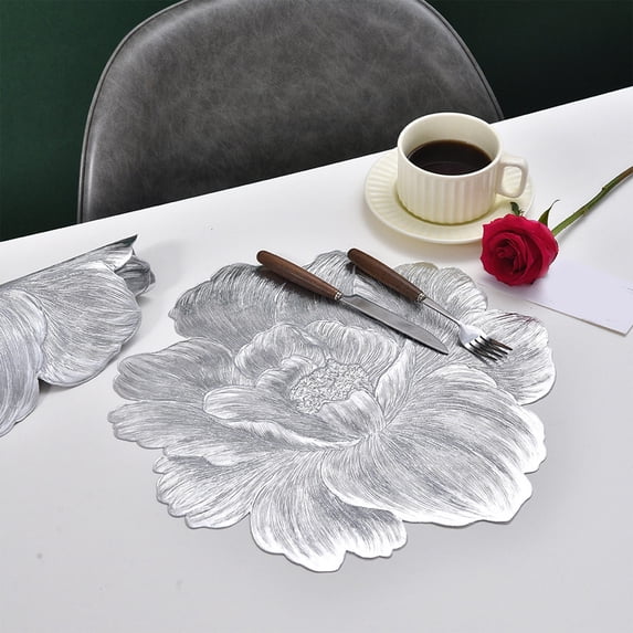 Uuiauoio Heat Resistant Non-Slip Placemats for Dining Table, Washable Greaseproof Durable PVC Vinyl Coasters, 14.96x14.96 inch Sunflower Place Mats(1 pc)