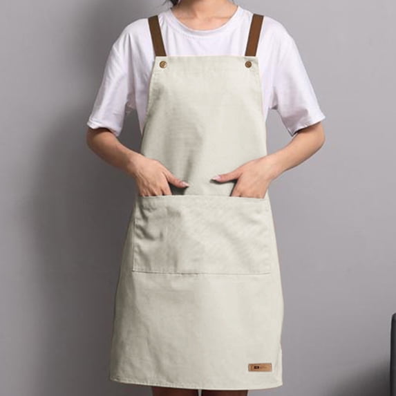 Kitchen Bib Apron, with Pockets, Water and Oil Resistant, Cooking Kitchen Chef Apron for Women Men