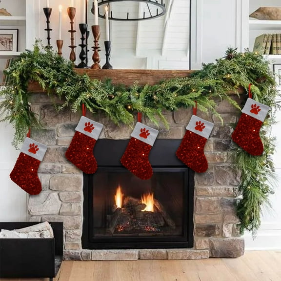 Uuiauoio Knitted Christmas Stocking with Embroidered Design, Festive Hosiery Gift Bag for Holiday Decor, Fireplace Mantel Hanging Sock for Xmas Tree Decoration and Seasonal Celebration