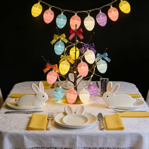 Uuiauoio LED Easter Lights String Plug in Egg Lights, 9.84Ft Pastel Egg String Lights Outdoor Waterproof with Eggs for Spring Decor Easter Decorations for Home Yard Fence Garden Party Indoor Outdoor